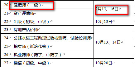 2018年一級建造師考試時間