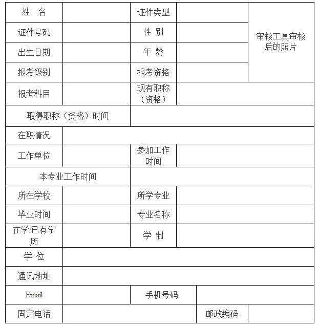 2018年全國計(jì)算機(jī)技術(shù)與軟件專業(yè)技術(shù)資格(水平)考試報(bào)名表