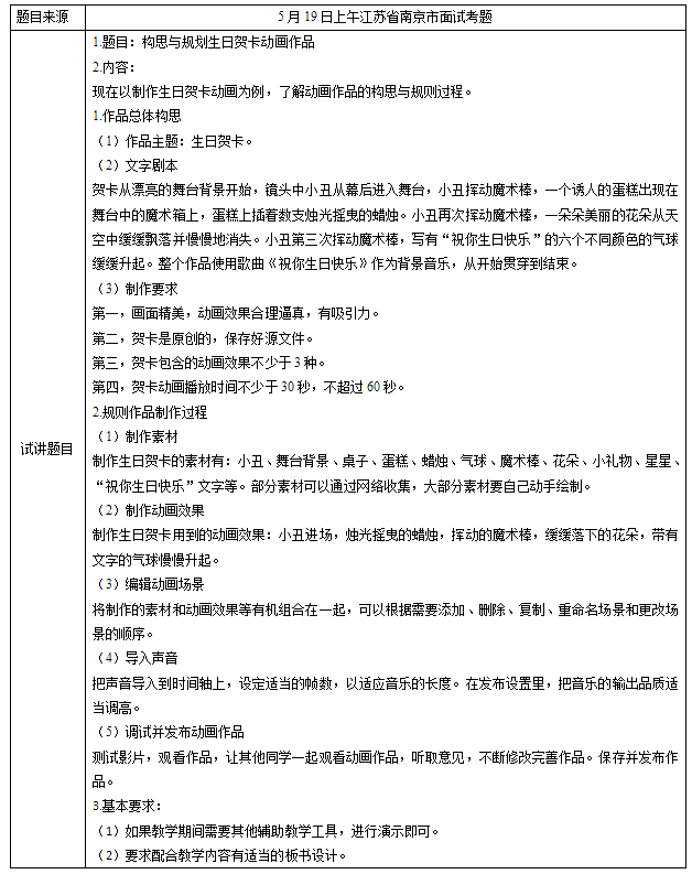 2018上半年初中信息技術(shù)教師資格證面試真題（第一批）考題回顧1