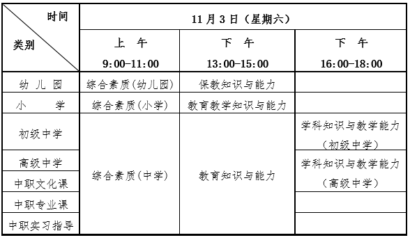 湖北教師資格證考試具體時間安排